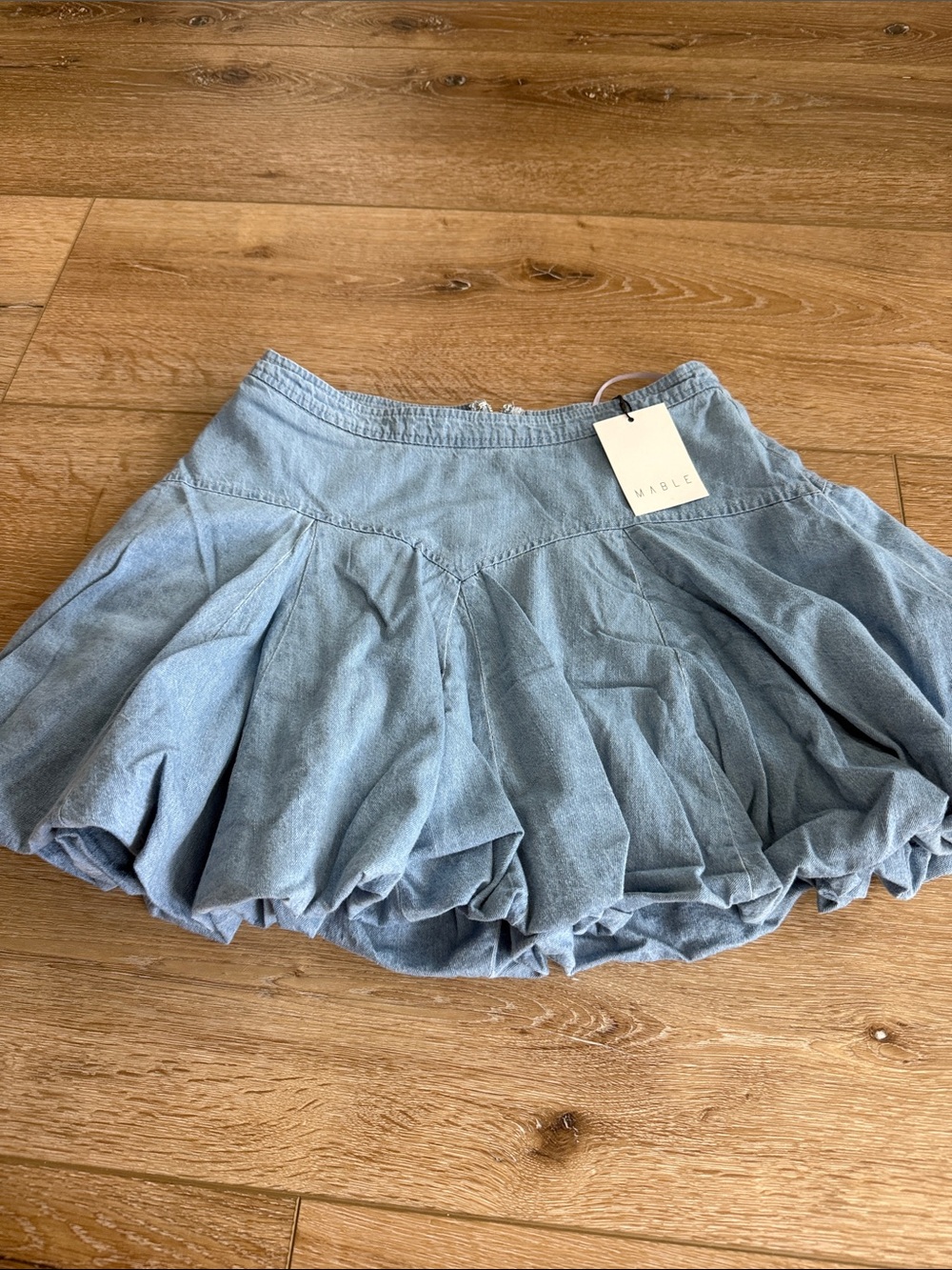 MARBLE Light Blue Denim Bubble Skirt